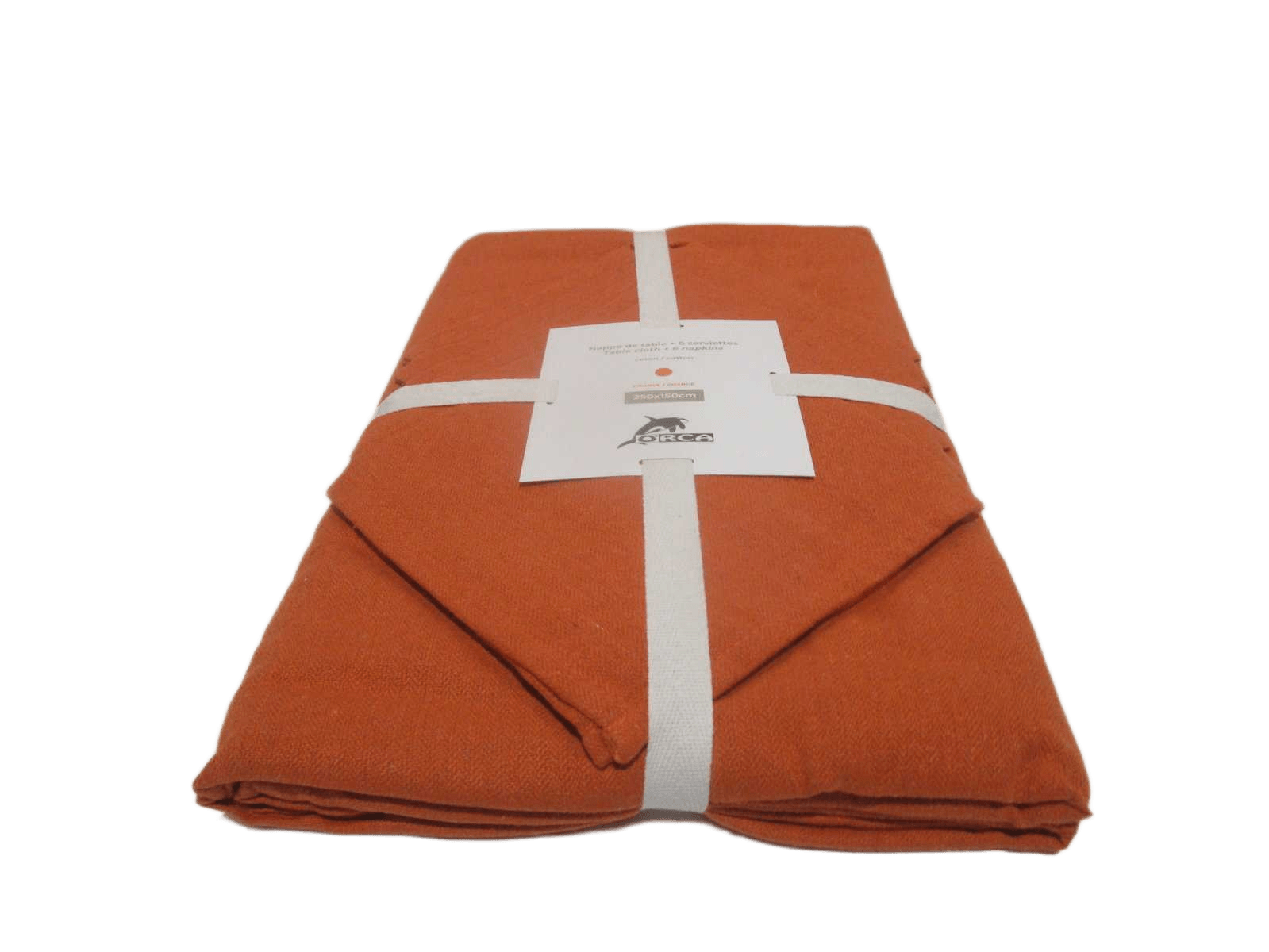 Table Cloth 250x150 + 6 Napkins 185 Gsm 90% Cotton 10% Polymix Herringbone Weave - Packing Ribbon Insert Card + Polibag 1cl=