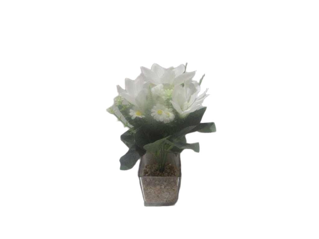 Artificial Plant Glass Pot White 24cm