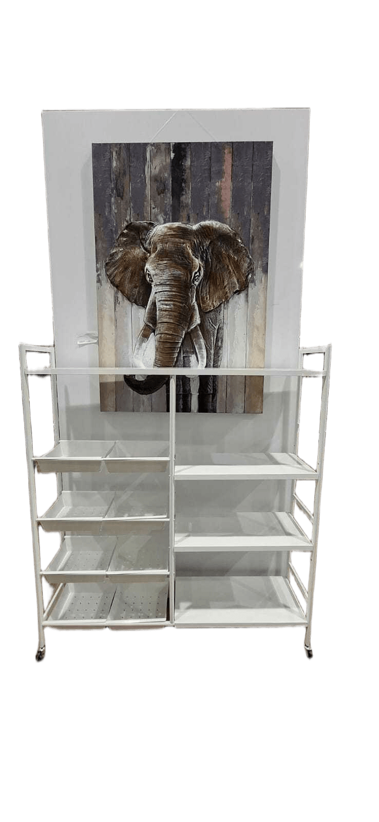 Storage Rack, W Wheel Iron Tube 30.20*15.5mm 4 Level+8 Basket White 120*32*135