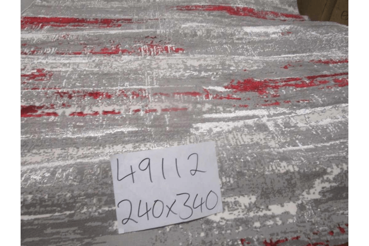 Carpet 240x340 Zara-60 100 % Polyster 2.150 G/Sqm 9 Mm Pile Hight 480.000 Pointe 41 Dark Grey -Red Z3