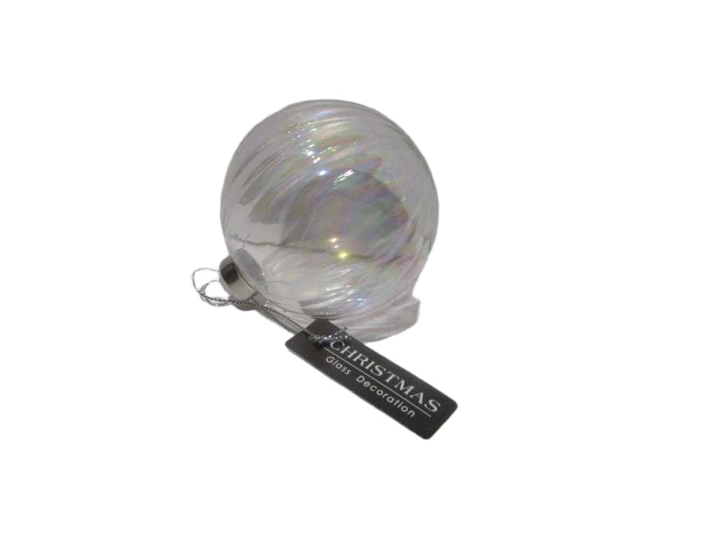 Ball Xmas Glass 8cm Iridescent