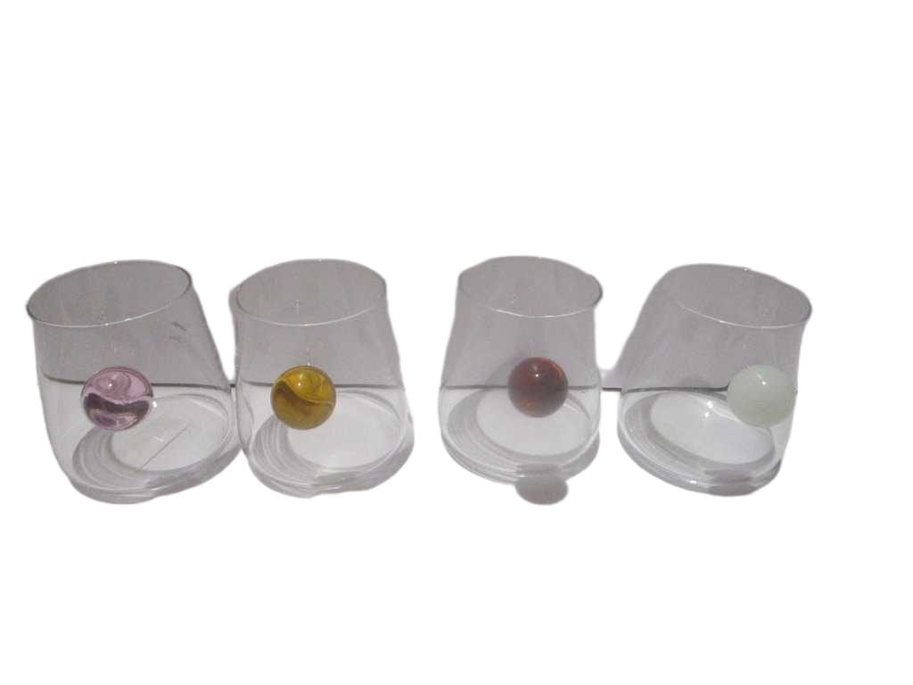 Glass Cup With Bonbon Handle Bubble Paper+brown Box Packing 'yellow Amber White Pink '10.7x9x9.5 350ml