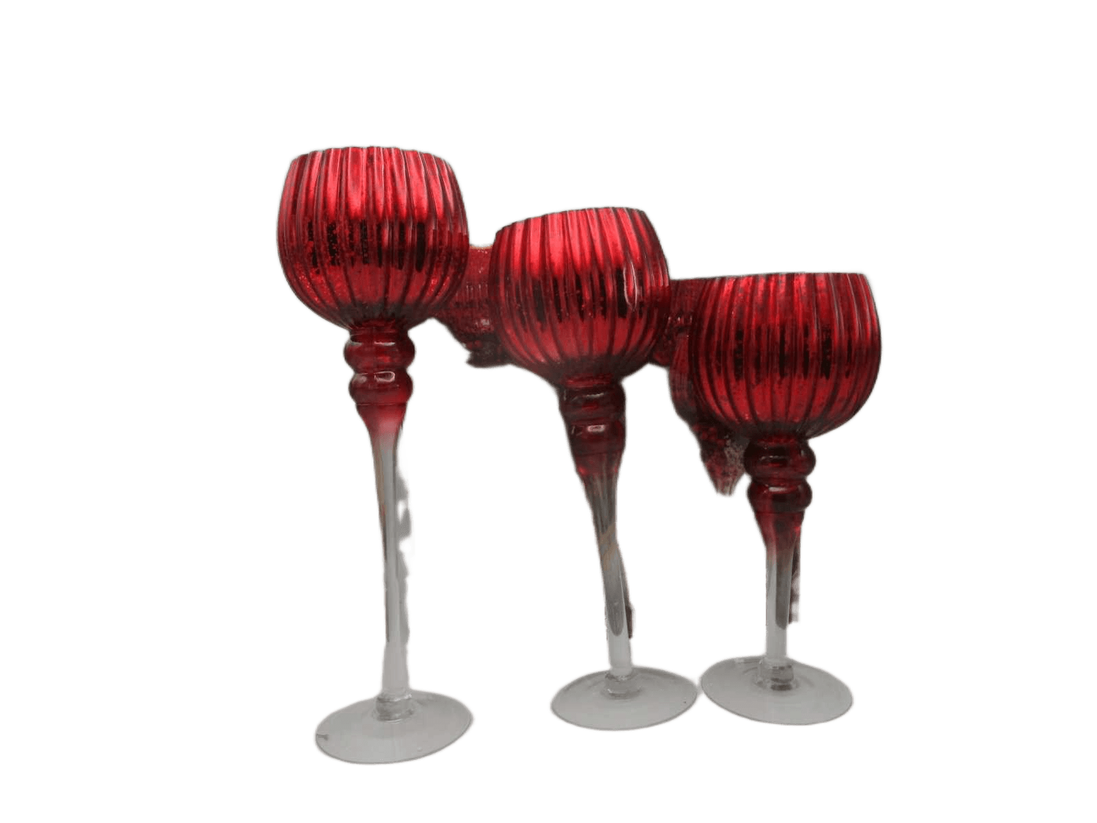 Candle Holder Glass Branch X3