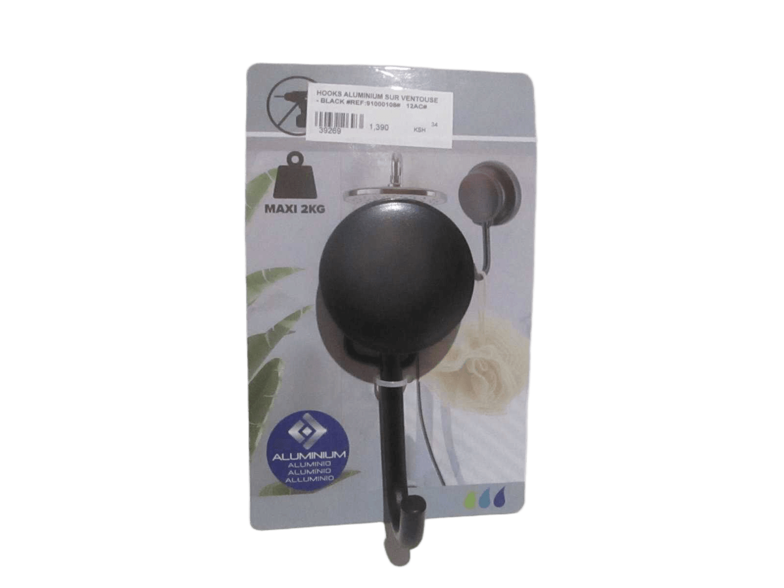 Hooks Aluminium Sur Ventouse - Black