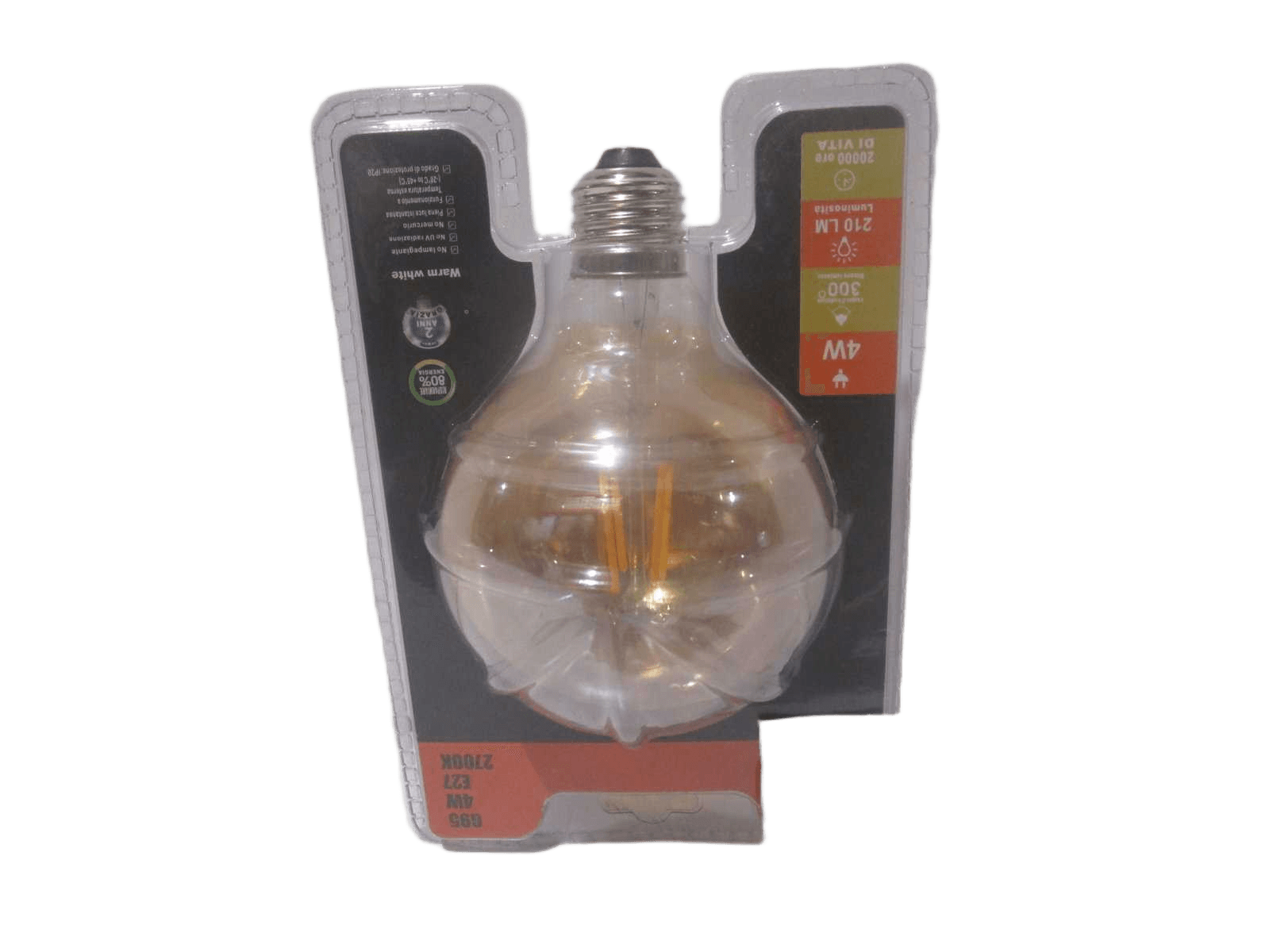 Light Deco Transparent Yellow 7.5*12cm/ 4w 220v E27 Eglo Packing