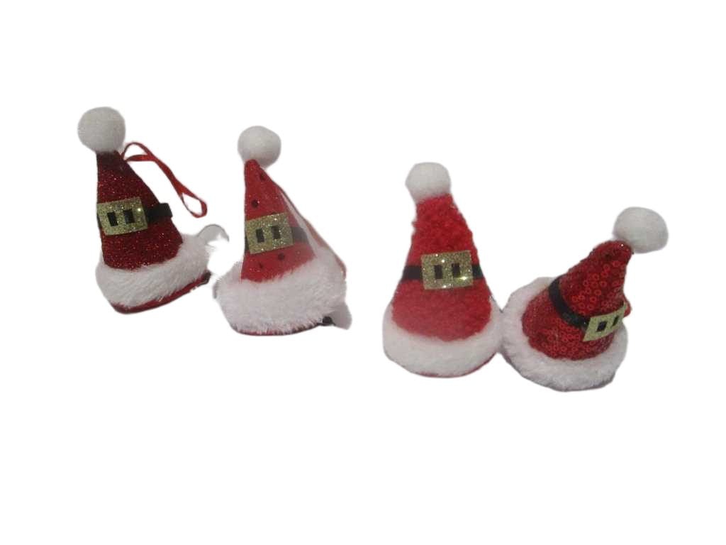 Hair Clip With Xmas Hat 4ass