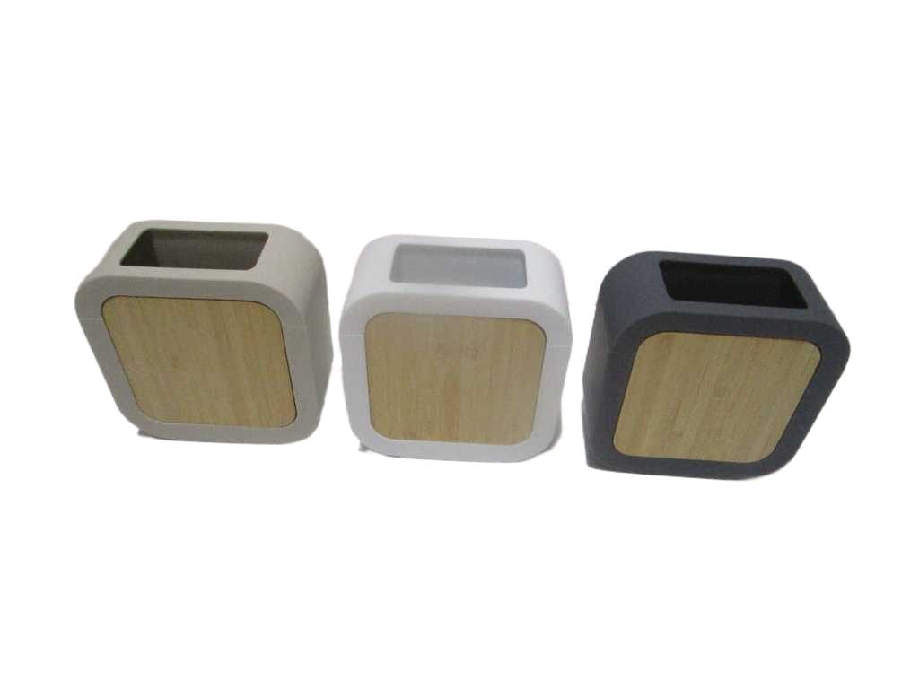 Tooth Brush Holder White Box Abs+bamboo Deco White Dark Grey Beige 11*11*5
