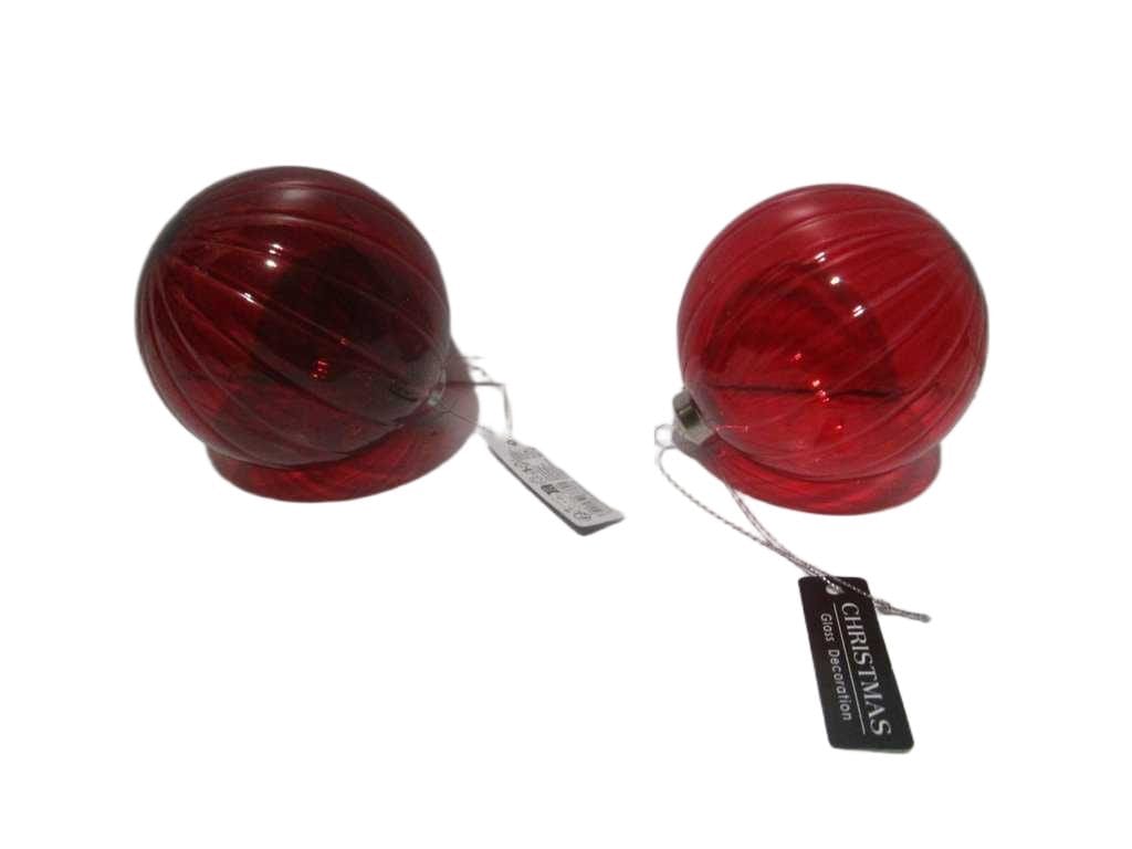 Ball Xmas Glass 10cm 2ass Red
