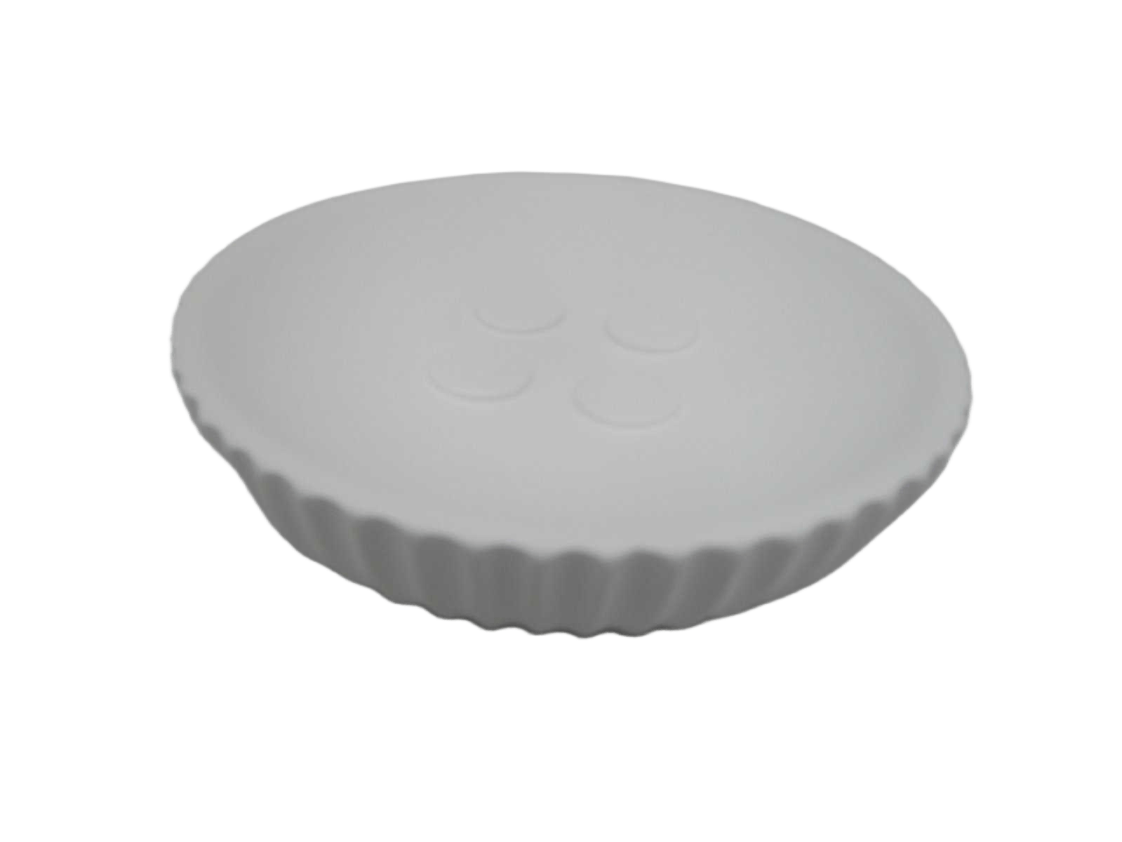 Soap Dish Striated Round Polyresin - White