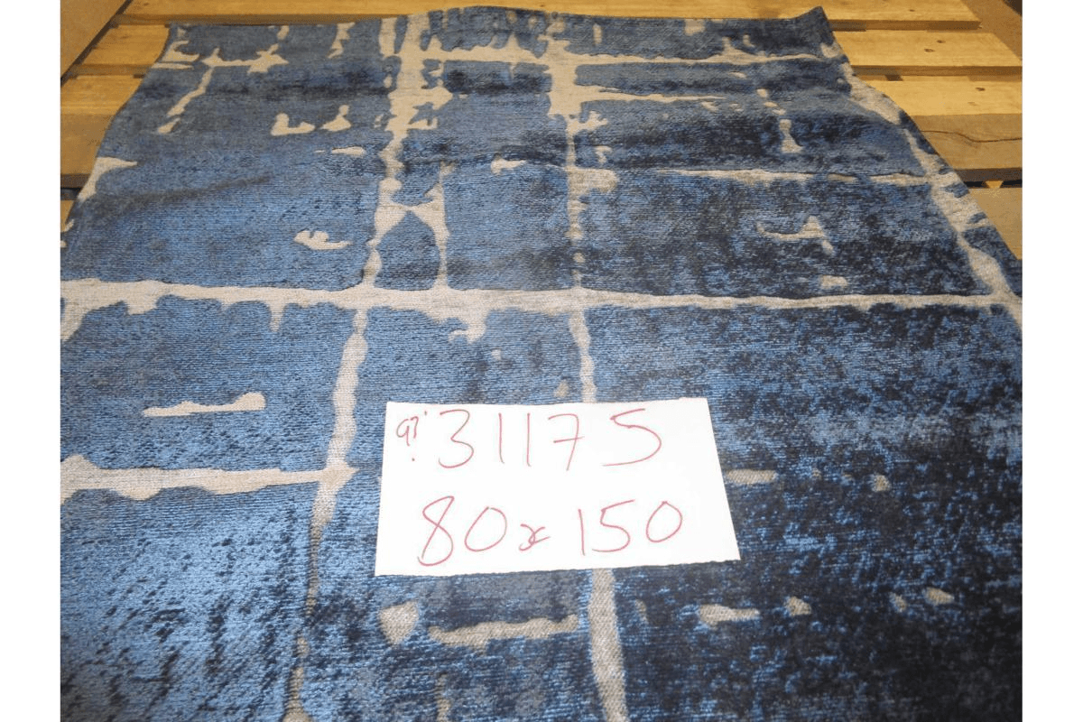 Carpet Alexa Blue 03 80% Polyester 20% Cotton 1200 Gsm Flat Weave Size:80x150