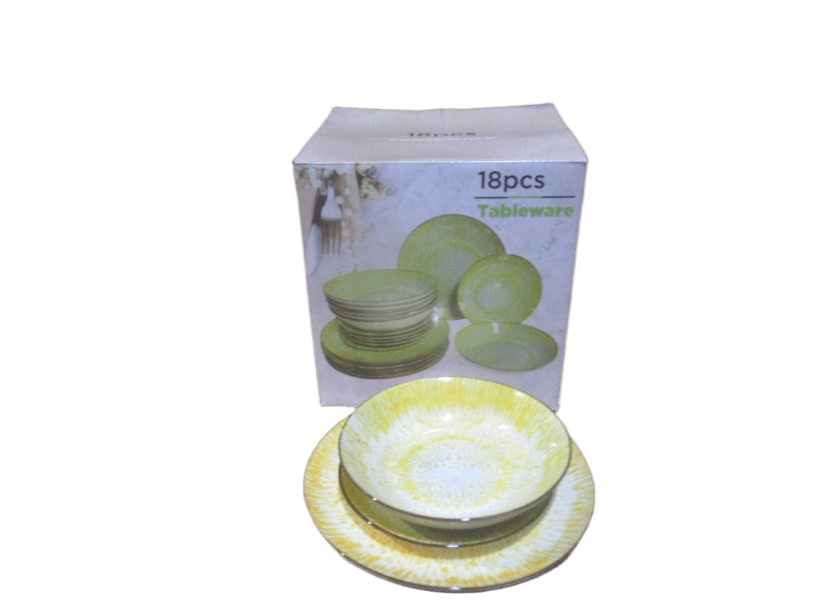 Dinner Platex6 10.5'' 8'' Dessert Platex6 8'' Soup Plate X6 Stoneware Yellow 18pcs Set Color Box, Stoneware