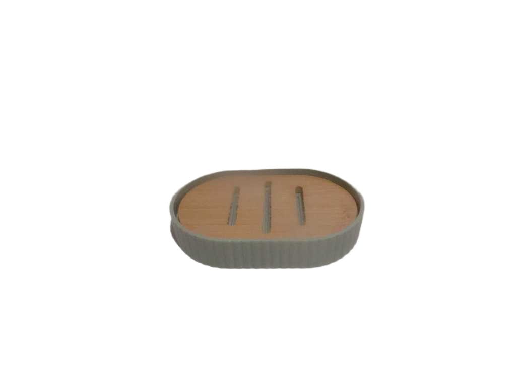 Soap Dish, Pp+bamboo 63g Green 12.7*8.5*2.2