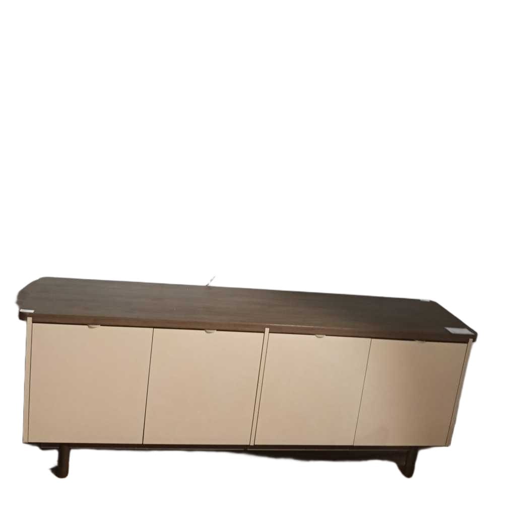 Buffet Melamine And Mdf 210x48x80cm Beige - Walnut + Mirror Diam: 80cm