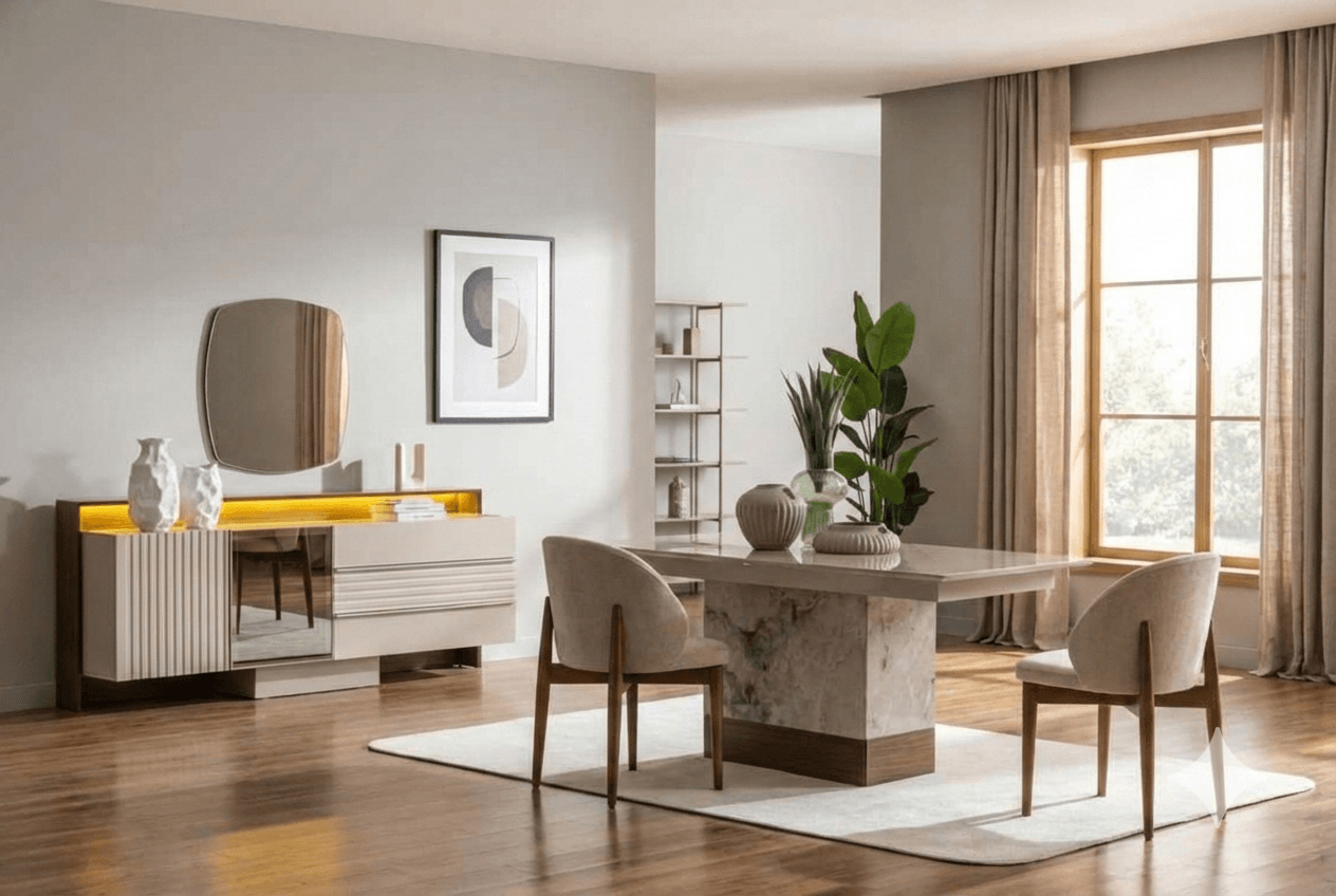 Dining Table White / Beige / Grey 220x90x78cm