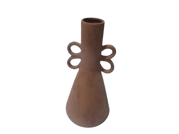 Vase Small Pottery Rust Red 23x23x46,5 Cm
