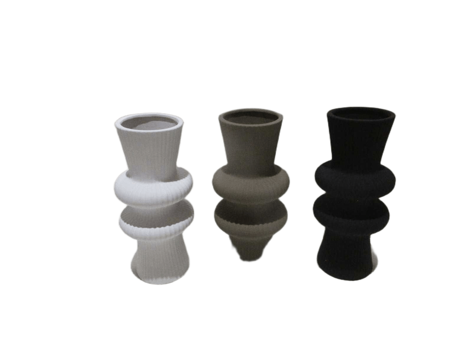 Vase 4ass Col Dans Carton 24pc(Black,white, Gray, Taupe) 30x10-12.5