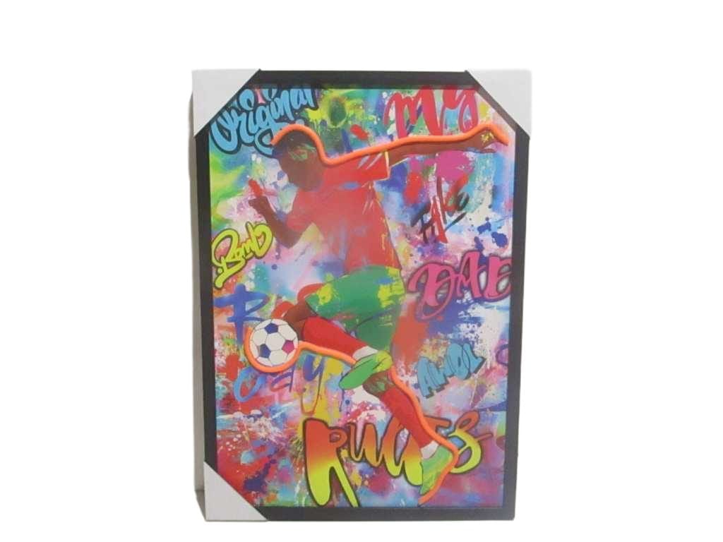Led Wall-Art Ps Black Frame Smooth, Rechargable Battery+cable 4meters+switch On/Off On Frame, 4 Card Corners 2 Assorted 50x70x3cm