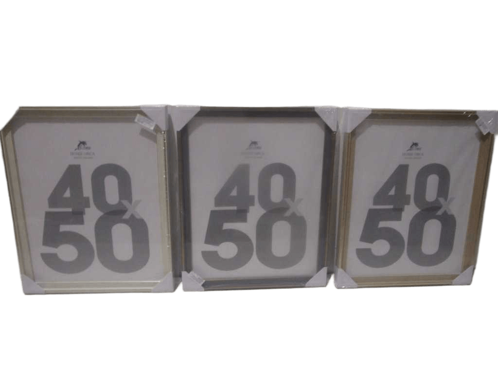 Photo Frame , Border Width 2.8cm, Border Hight 2.8cm Shrinking Packing 40x50 Without Stand 3 Col Ass /Dark Gray With Gold Line/White With Silver Line/Beige With Gold Line 40x50, 2.8cm, 2.8cm