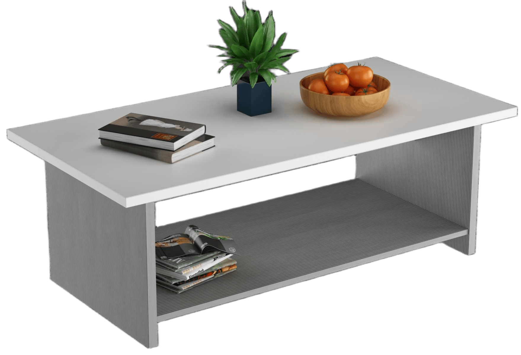 Coffee Table White+grey Stripe Melamine 1200w*600d*420h