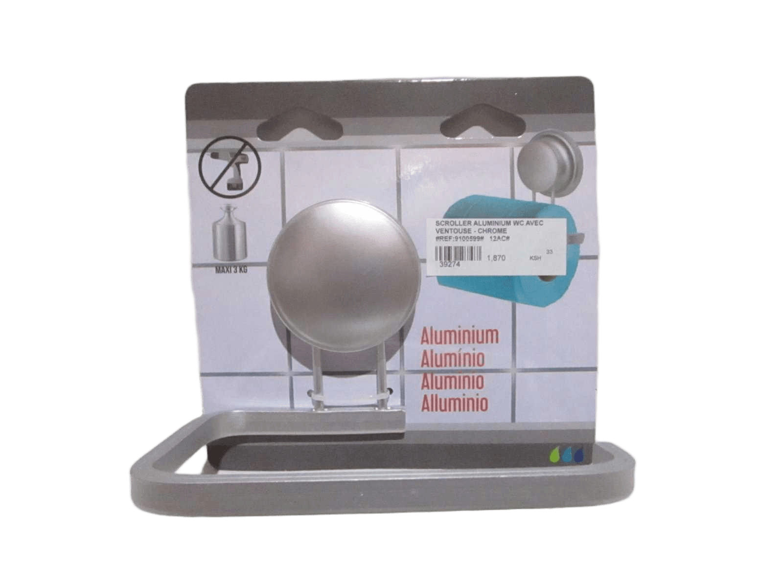 Scroller Aluminium Wc Avec Ventouse - Chrome