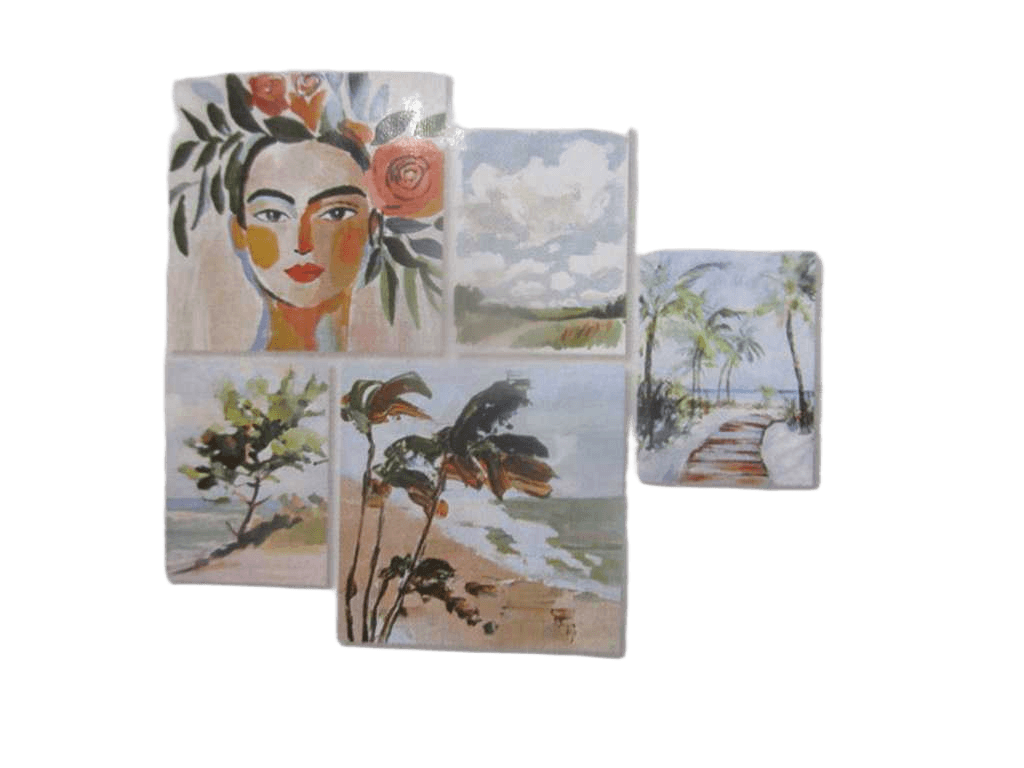 Canvas Set Of 5 Printing 2x(25*25)+3x(15*20) 50*45cm