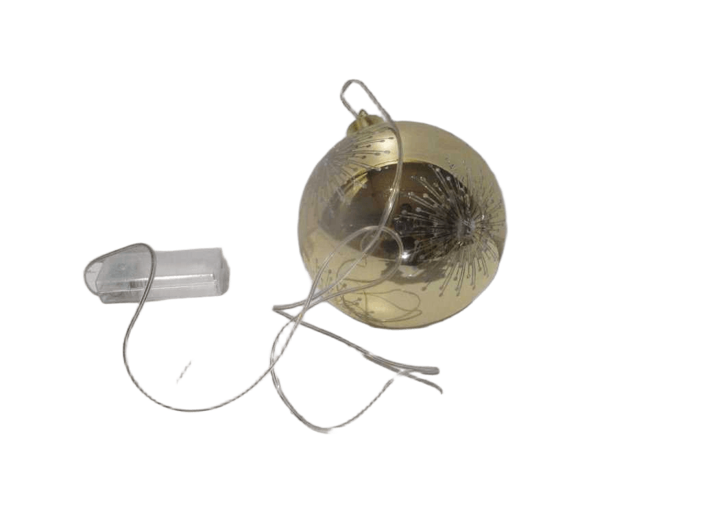 Ball Xmas Glass 12cm Led Gold
