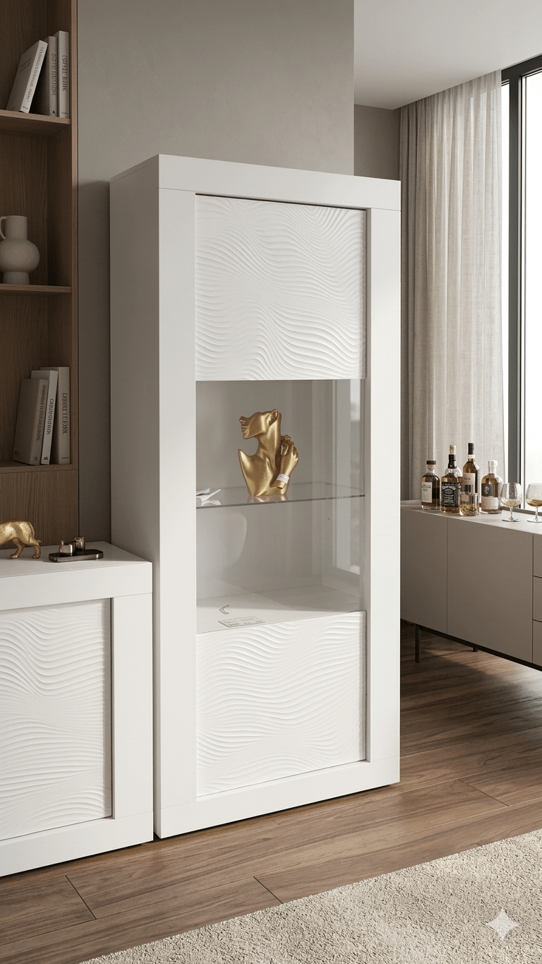 Glass Cabinet 1 Door And 1 Glass Shelf And 2 Shelf