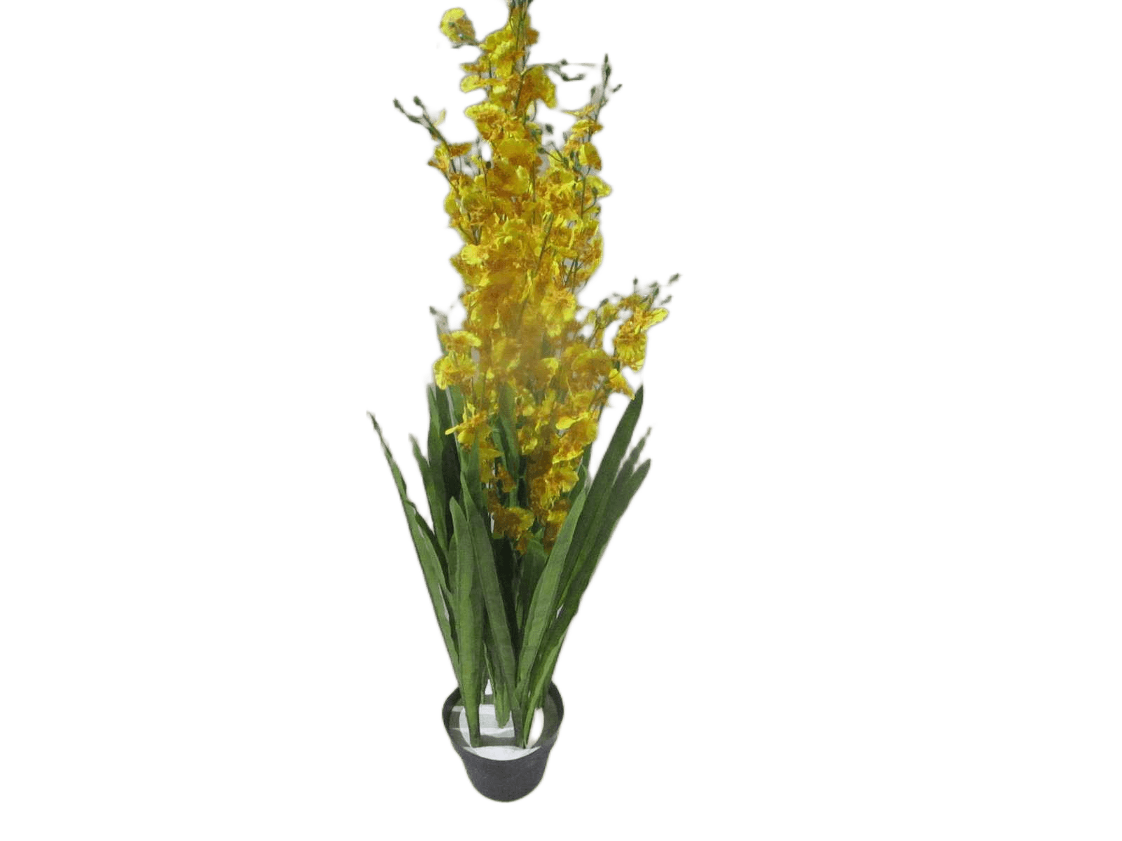 Artificial Plant 1m With Flower Pot 5pole 5 Flower Set Fabric Leaves+plastic Branches+steelyellow Flower Green Leaves