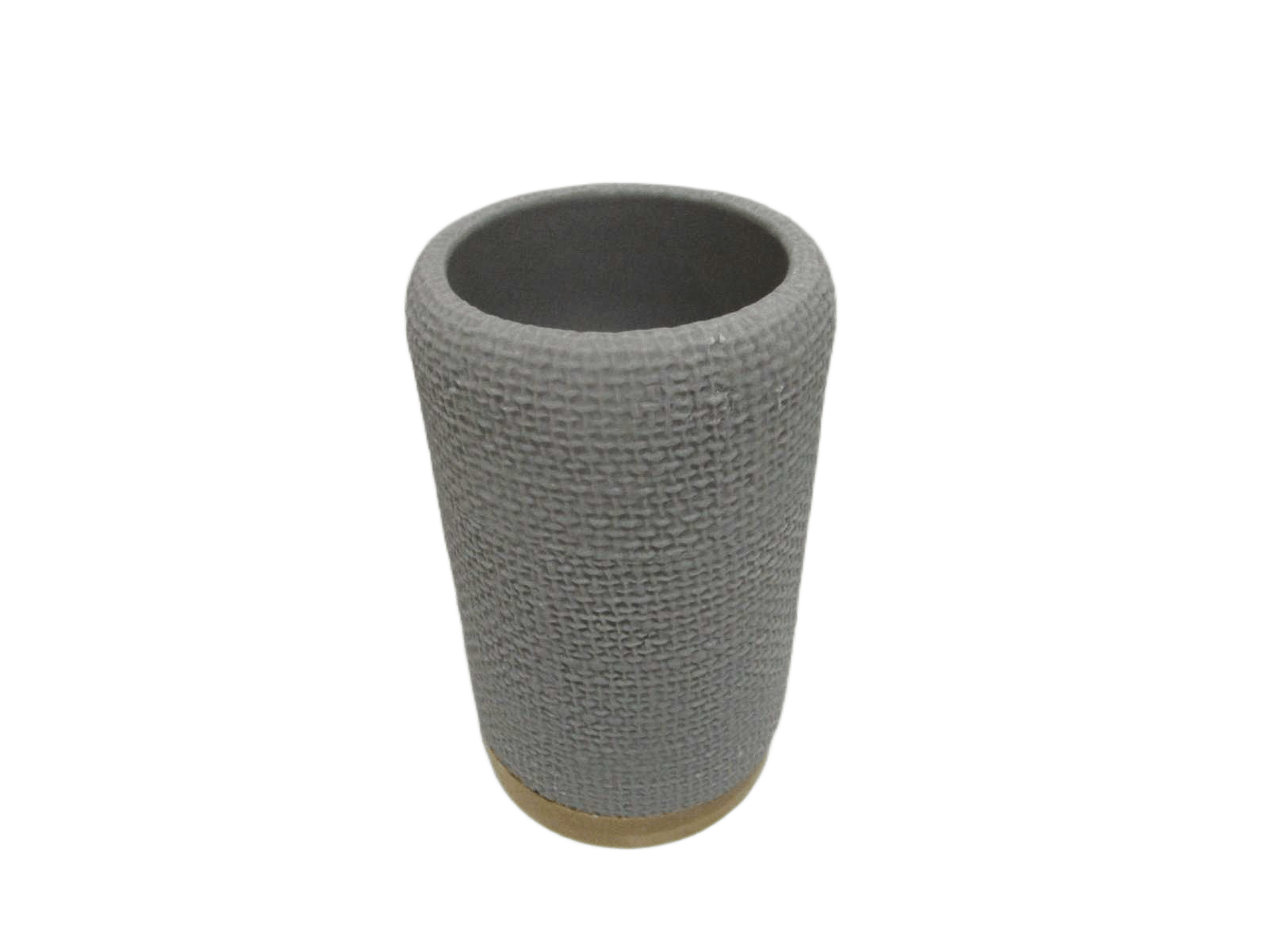 Cup Polyresine Round Effet Maille Et Bambou - Gris