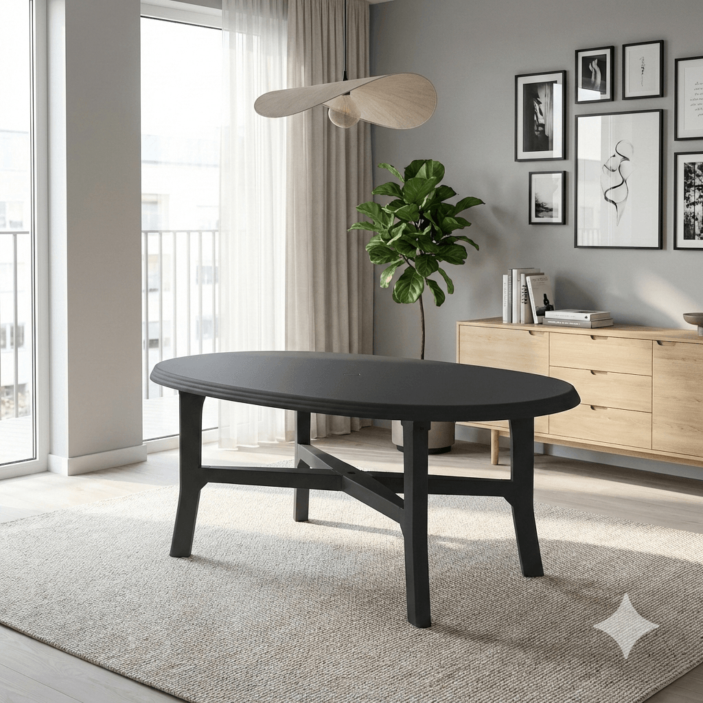 Table Danubio - Oval Table - Anthracite Plastic - Pallet Quantity: 25