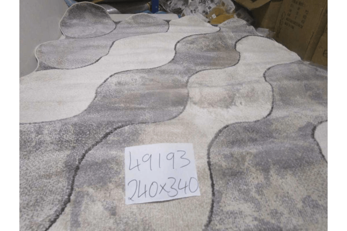 Carpet 240x340 Rio Soft Yarn Headset With Shrink Polyester 2,200 Grm / Sqm 224,000 Pnt/Sqm 12mm Pile Height Free Shape Hja26 Grey/Cream