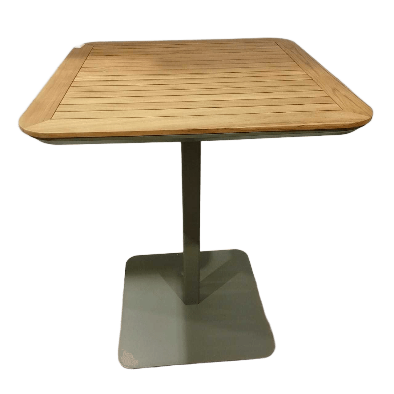Bar Table Teak Woo Top +my-L179 Dk Green Aluminu Frame Teak Wood Top Table:80x80x100