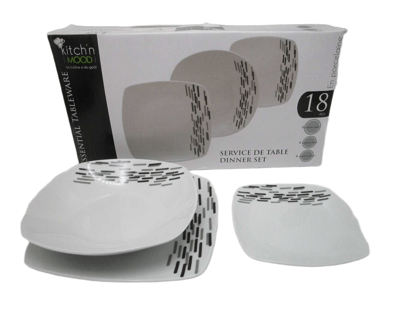 18pcs Square Dinner Setporcelain11"dinner Plate*6, 1 9"soup Plate*6, 5 8"dessert Plate*6
