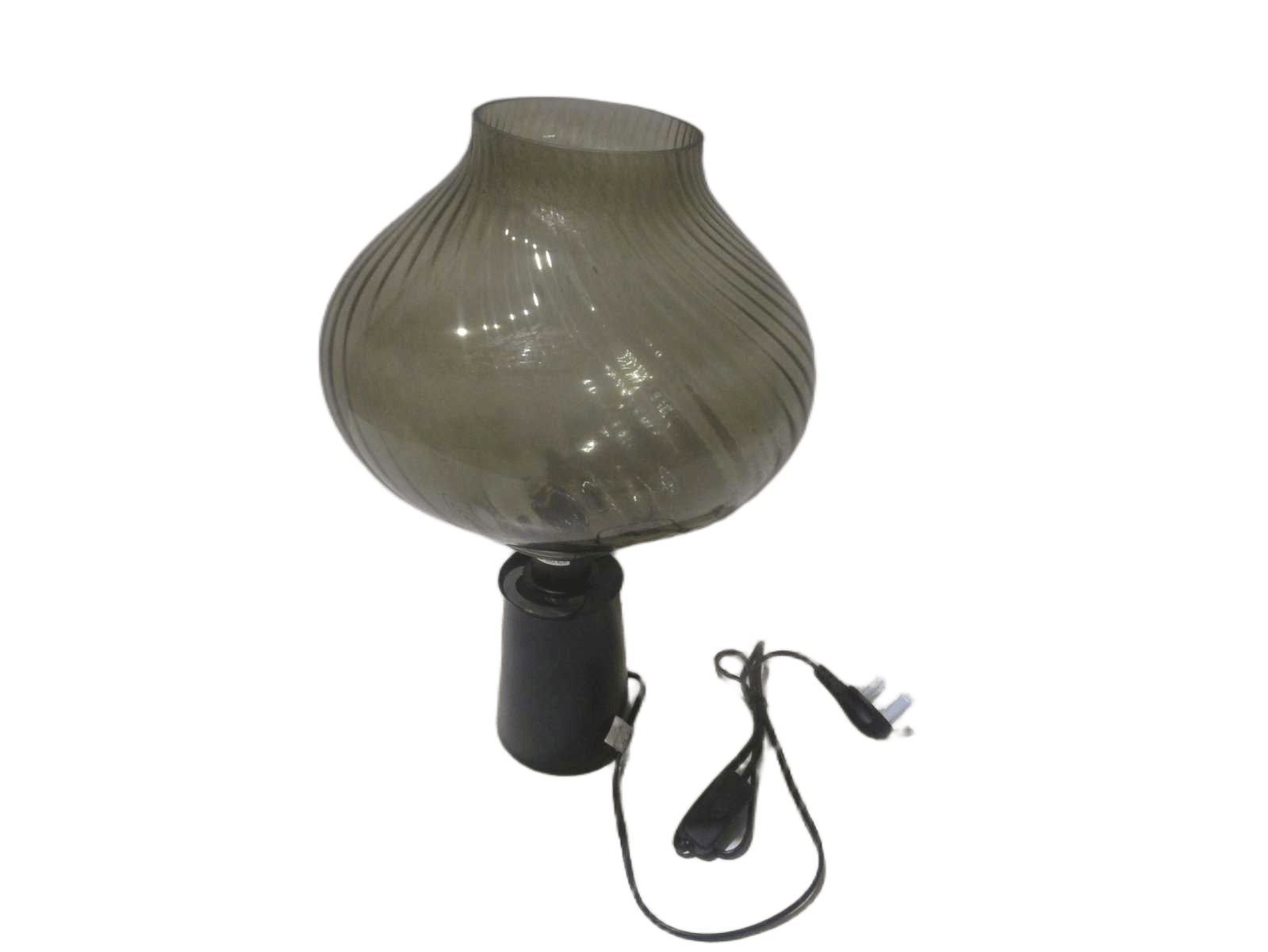 Table Lamp With Bulb St64 Dark Green +black Glass+metal D31*h43