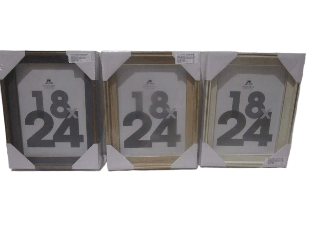 Photo Frame , Border Width 2.8cm, Border Hight 2.8cm Shrinking Packing 18x24 3 Col Ass /Dark Gray With Gold Line/White With Silver Line/Beige With Gold Line 18x24 2.8cm, 2.8cm
