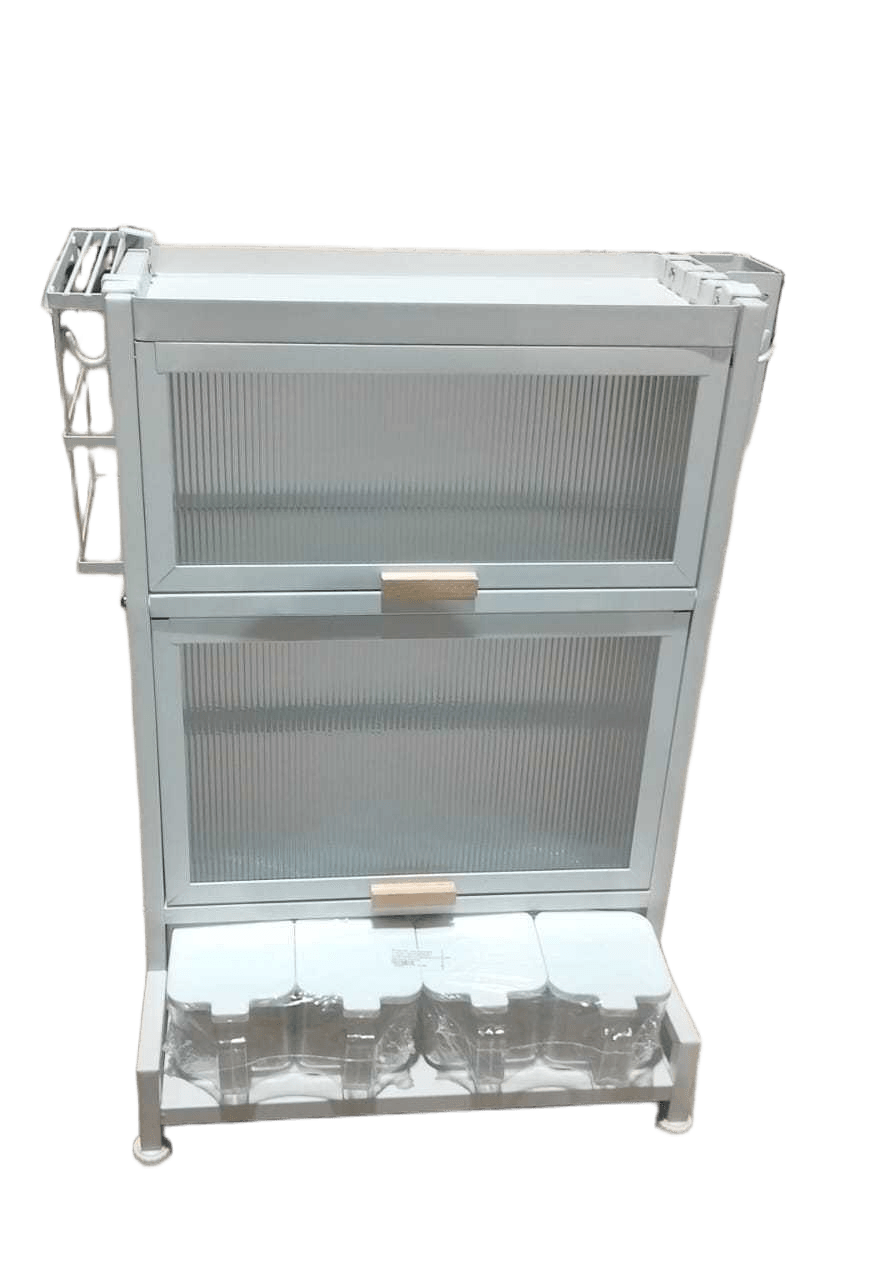 Storage, For Kitchen 2 Level, W Accessory 4 Container W Spoon, 2 Cutlery Holder, 4 Hook Iron 16.13mm, 5.1kg Off-White 40*28*60