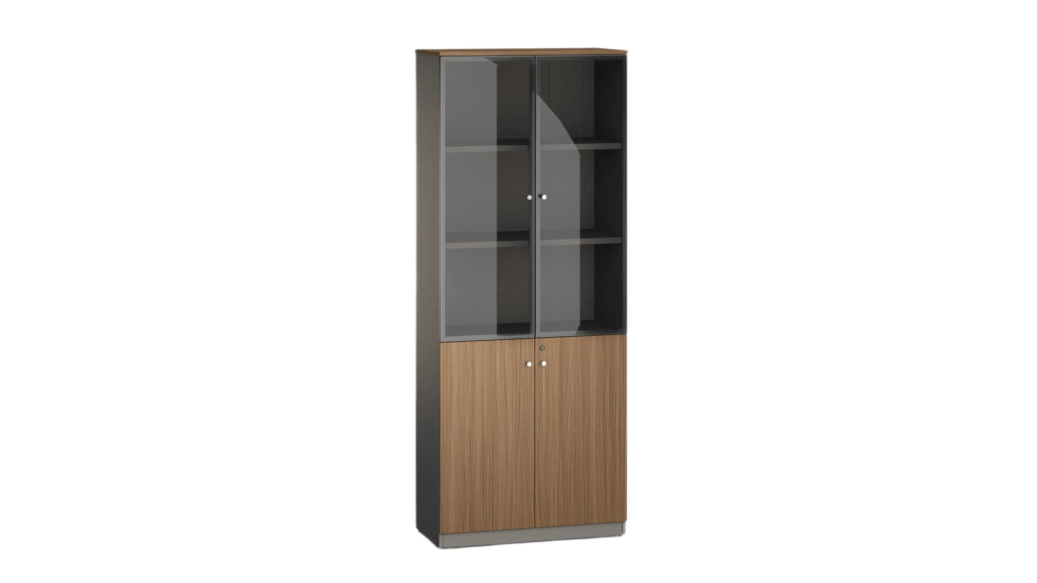 File Cabinet 2d Da26 Usa Walnut + Db-29 Meteorite Gray Melamine 800x400x2000
