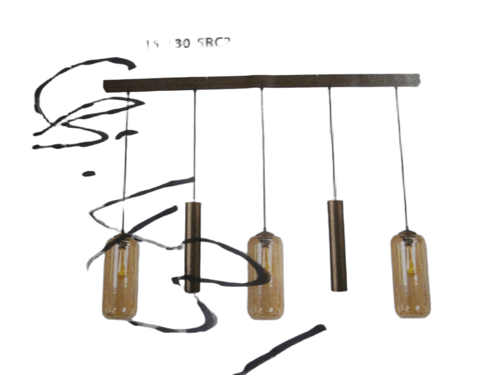 Hl Quinto 5-Light Matt Black Beam 130x8cm 3x Quinto Matt Black + 2x Run -05 Matt Black - Included Bulb Slx023960205 X3+ Mld49w36dgu10 X2 Black Fume Glass - Black