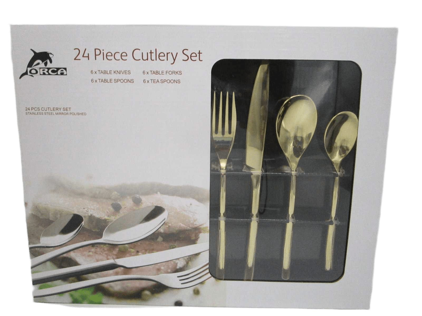 Cutlery Set Knife Dinner X6 - Dinner Fork X6 Dinner Spoon X6 - Tea Spoon X 6 - Set Of 24 Pcs - 18