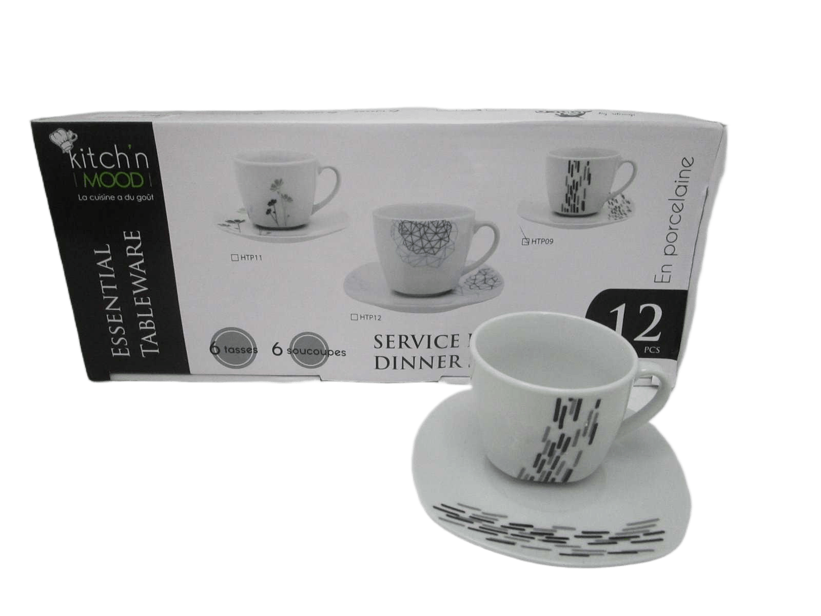 Round Tea Set 6 Cups + 6 Saucers Porcelain200cc Cup&saucer 6+6