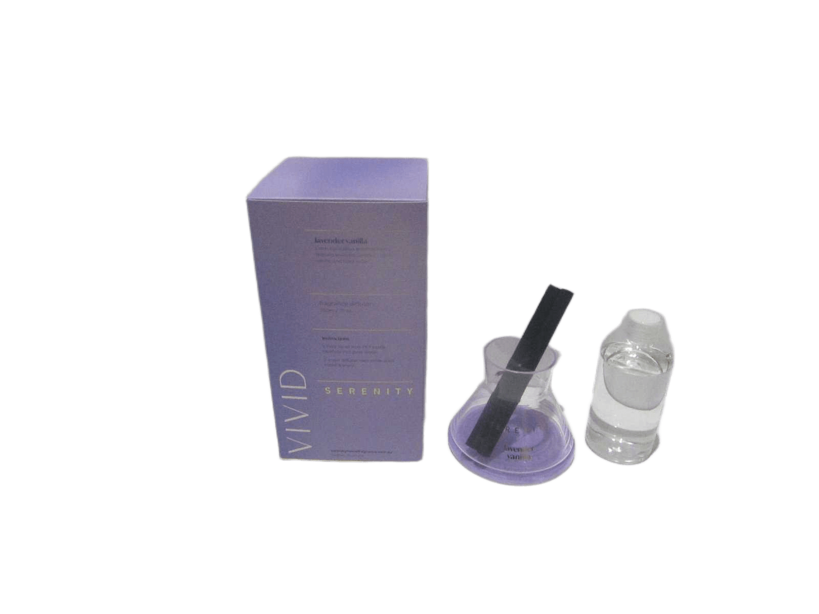 Diffuser Fragrance Lavender Vanilla Fragrance - 200ml Fragrance In Tempered Machine Made Glass Jar And 2 Black Cotton Sticks D1xh15cm - Packaging In Coloured Card Board Box 400g Lilac