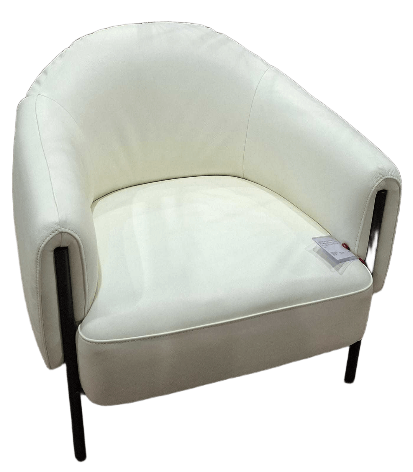 Armchair Leather Snow White Split Metal Legs Black 85x79x80 O7715