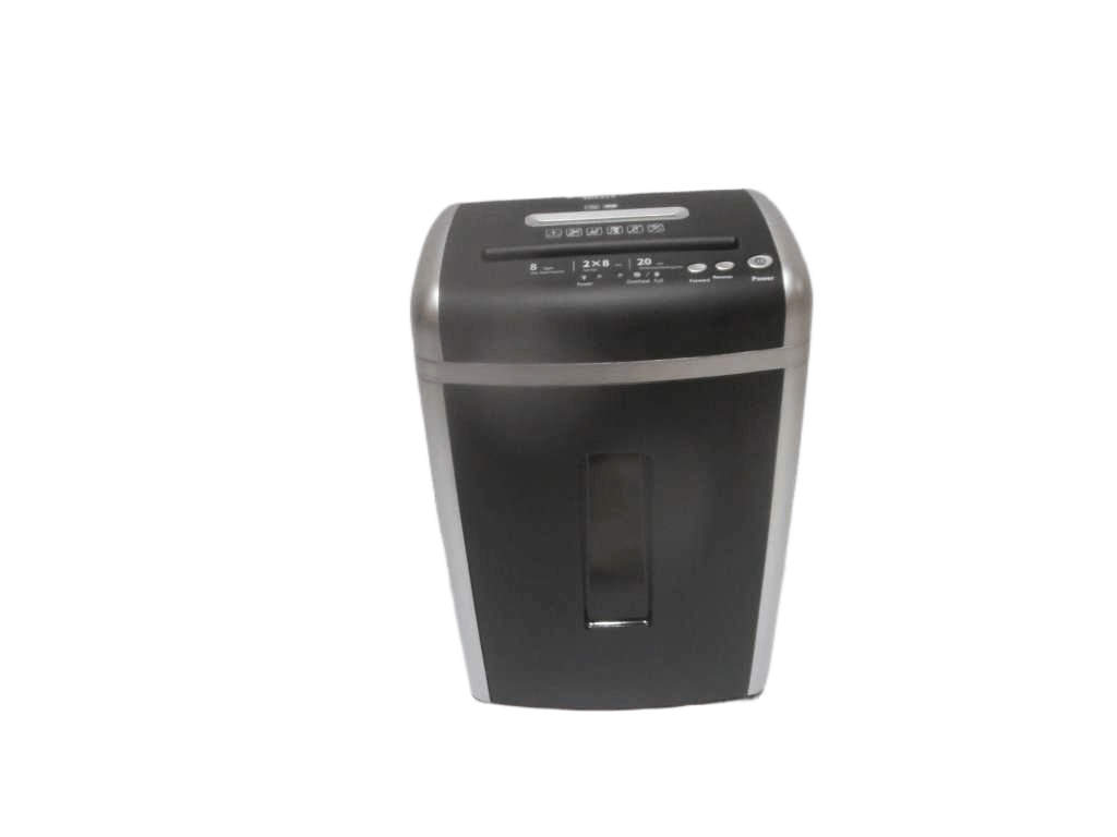 Paper Shredder 65mn Steel Cutter, 8 Sheets, 2x8mm, 7mins,din 5, 2.2m/Min, 20l/3l,350w,55db, 357x272x570