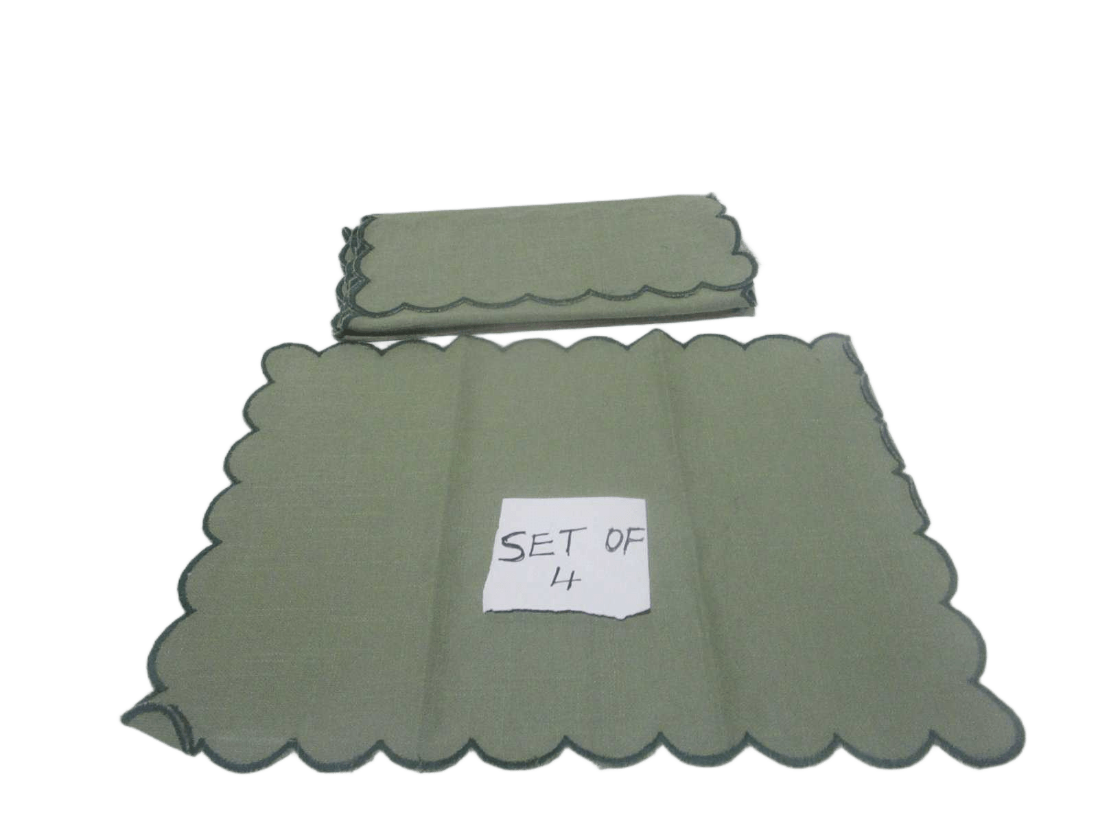 Set Of 4 Place Matt 100% Cotton 220 Gsm With Embrodery 48x33 Gree