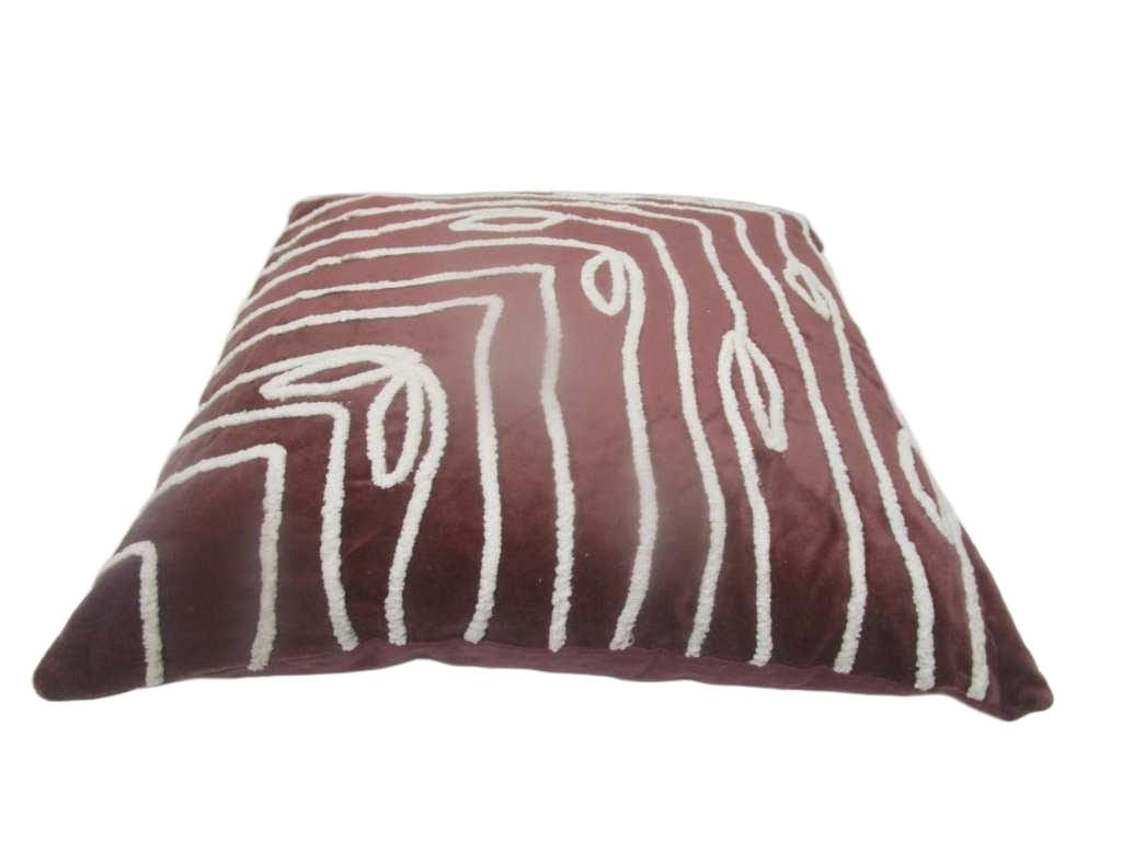 Cushion 45x45cm - Filling 425gsm Vaccum Packed - Front Cotton Velvet And Back Cotton, With Chenille Yarn Applique