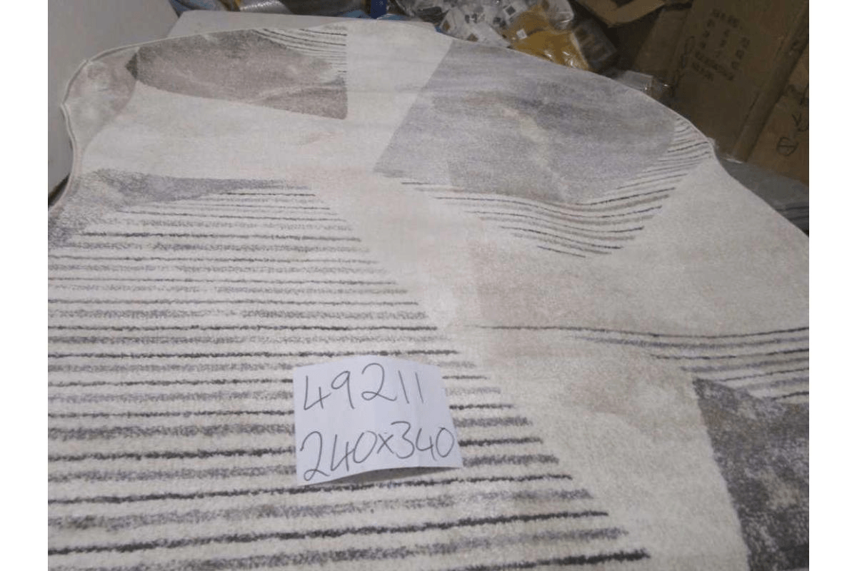Carpet 240x340 Rio Soft Yarn Headset With Shrink Polyester 2,200 Grm / Sqm 224,000 Pnt/Sqm 12mm Pile Height Free Shape Hja26 Grey/Cream