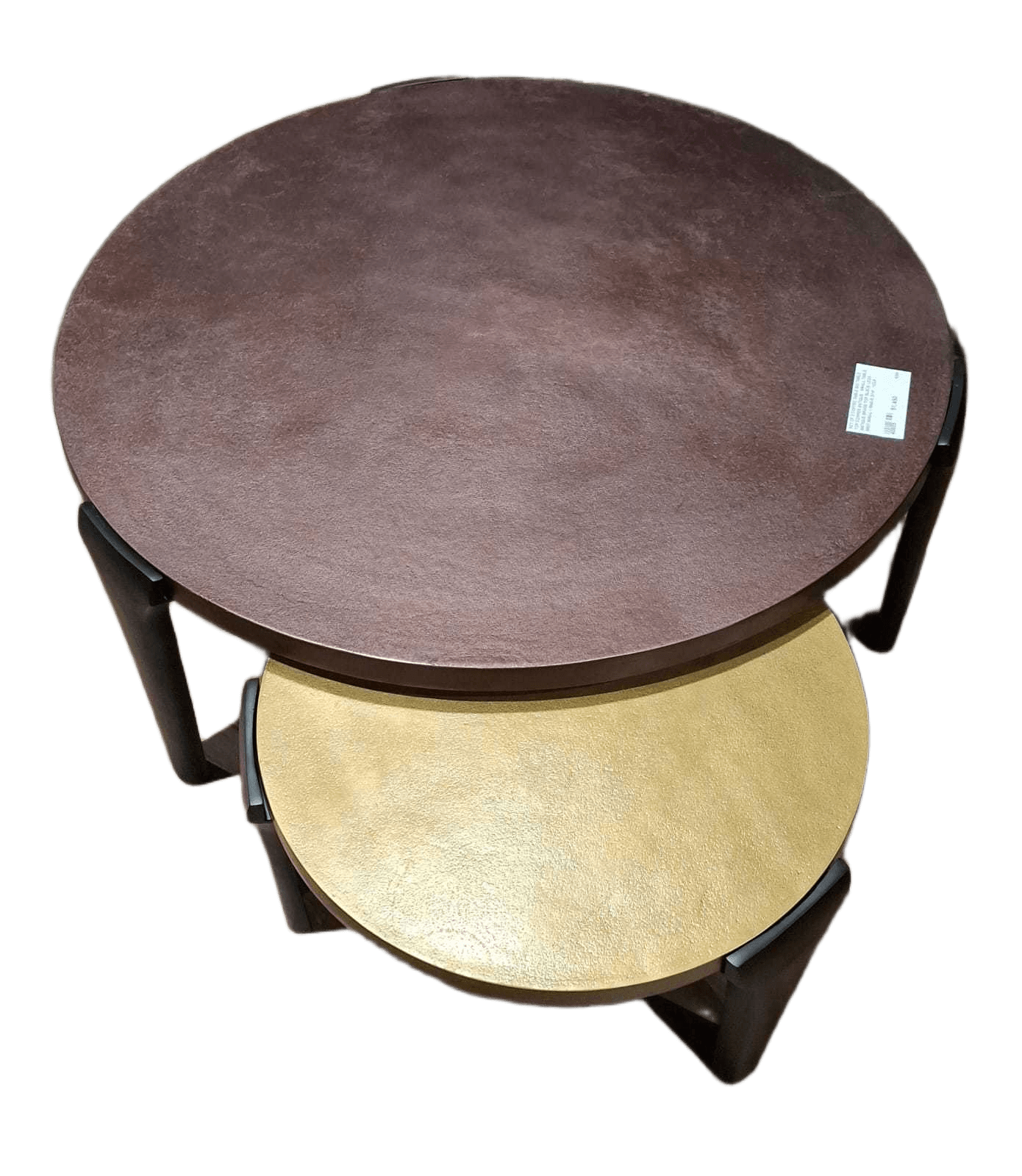 Coffee Table Set Of 2 Big Table Top Copper Antique - Small Table Antique Brass Top Black Legs