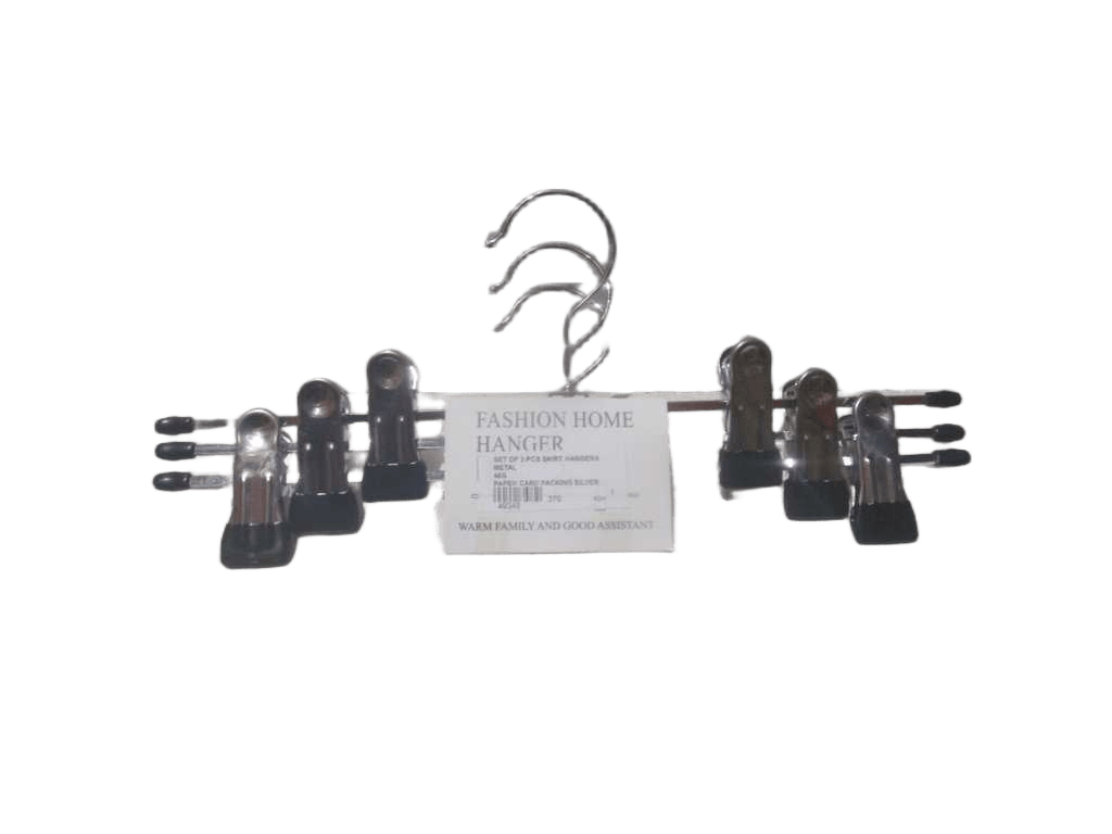 Hangers Et Of 3 Pcs Skirt Metal 46g Paper Card Packing Silver 30x14x0.23cm
