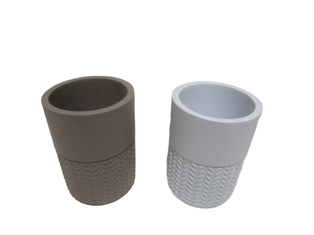 Tumbler Polyresin Taupe+white Polyresin 7x7x10 Cm