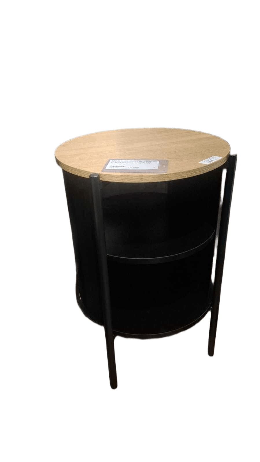 End Table, 3 Levels Melamine, Iron Frame Iron Black/ Wood Oak 44*44*60
